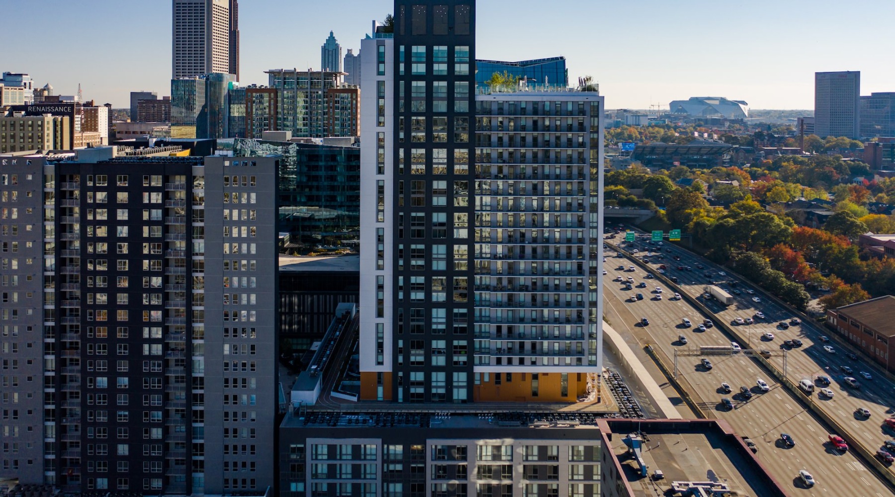 a high angle view of a city