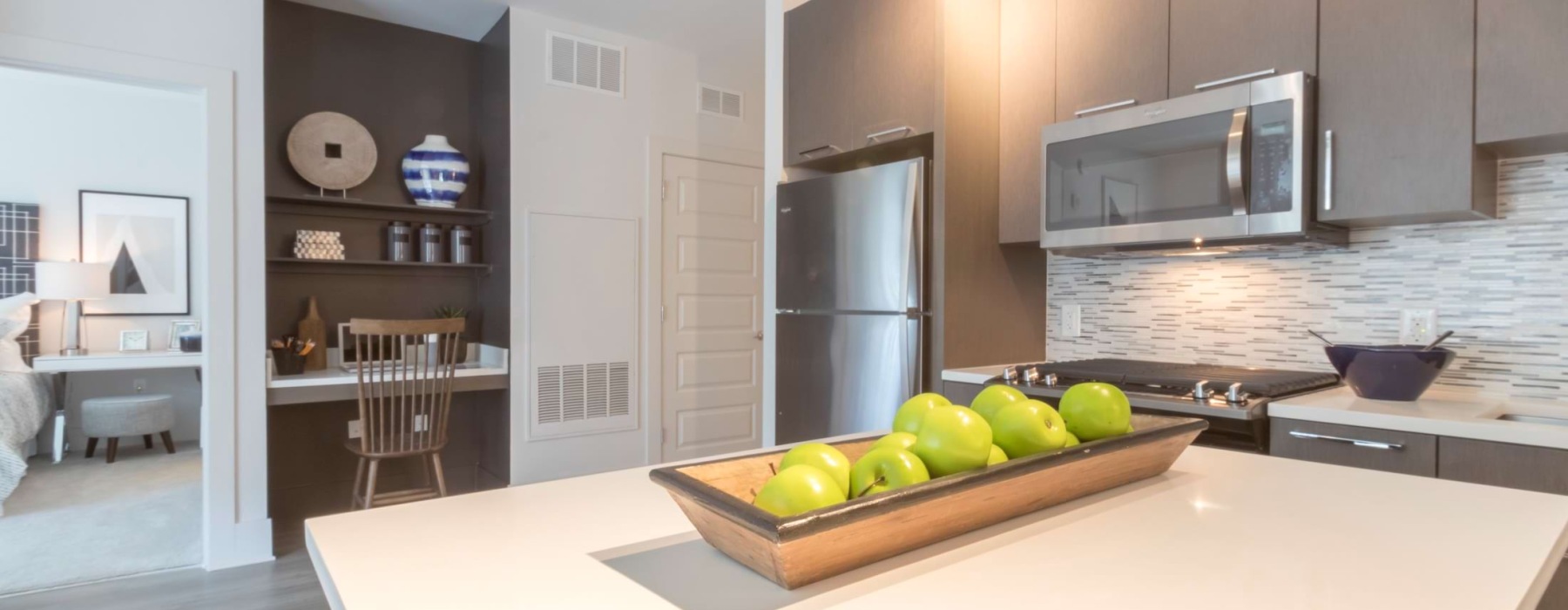 Well-lit kitchen with ample counter space
