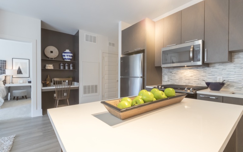 Well-lit kitchen with ample counter space