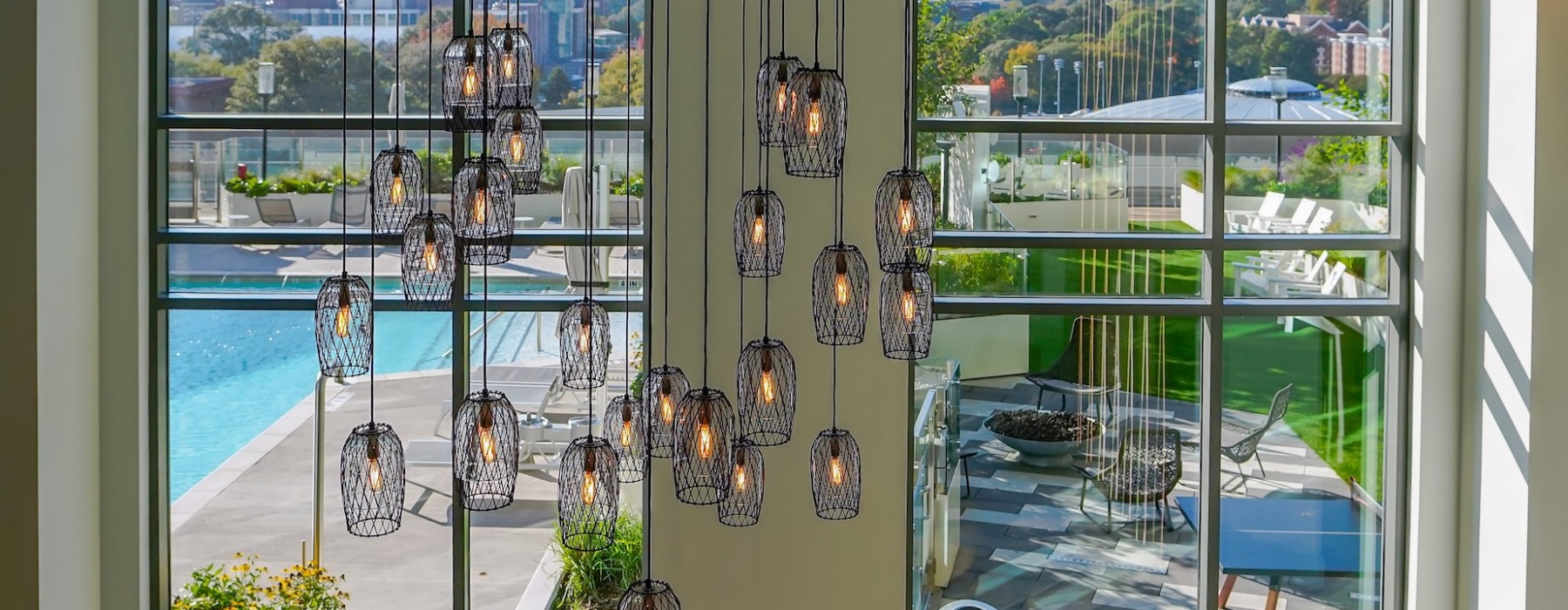 lanterns hanging in front of a window