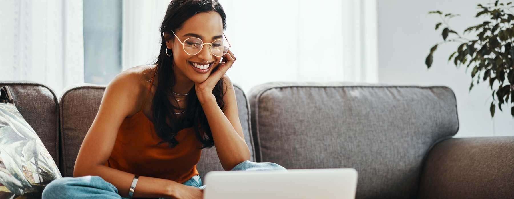 a woman working at her laptop